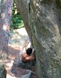 G�rald Coste in La Fissure de droite (Rocher d'Avon) - serie of 3 pictures 