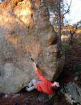Ir�n�e Bernard in Kata-Pulpe (Rocher d'Avon Ouest)