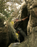 Olivier Cazeaux in Le Di�dre des Sacs (Rocher Canon)