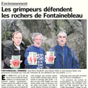  Le Parisien : Les grimpeurs d�fendent les rochers de Fontainebleau 