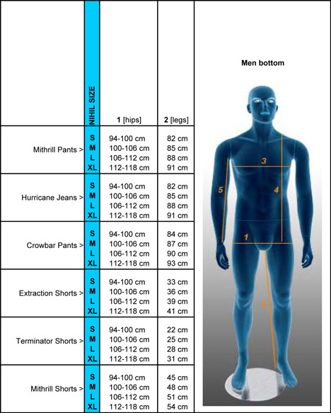 [ NIHIL Climbing : Men bottom sizes ] 