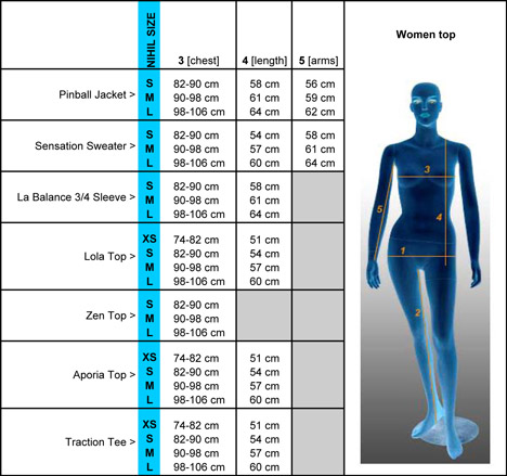  [ NIHIL Climbing : Women top sizes ] 