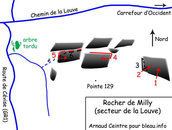  [ Topo Rocher de Milly, sector de la Louve by Arnaud Ceintre ] 